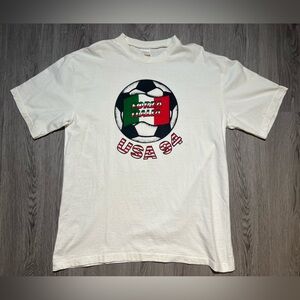 Vintage World Cup Italy USA 94 Soccer Graphic Tee  Forza Italia mens XL